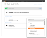 Screenshot of Marketing Automation with HubSpot - Define workflows for highly targeted and personalized nurturing campaigns that send your leads and prospects the right targeted content at the right point in their decision-making process.